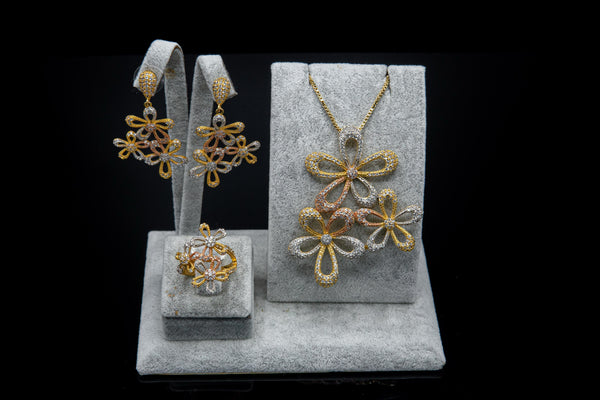 Set de joyería tricolor floral