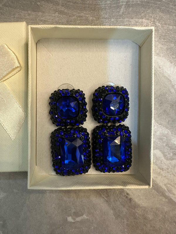 Blue n black squared earrings