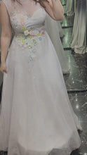 Lavender Blooms: A-Line White Lilac Dress with 3D Floral Embellishments