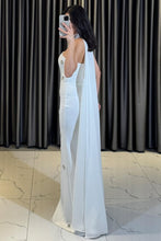 Strapless White Dress with a Cape